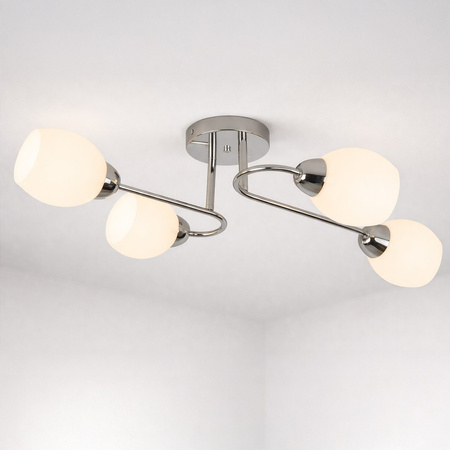 Lampa sufitowa chromowana 4 mleczne klosze 4xE27 KING CHROME Milagro ML2756