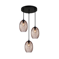 Lampa wisząca potrójna ze szklanymi kloszami w odcieniu brązu 3xE27 Novala Italux PND-3031-3A-BK-CF