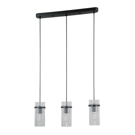 Lampa wisząca czarna trzy zwisy szklane rurki 3xE14 Merto Italux PND-40930-3B-BK