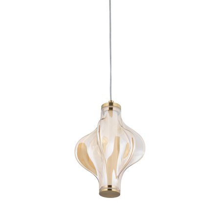 Lampa wisząca z ceikawym bursztynowym kloszem ELVA BRASS LED 3000K 8W Tk Lighting 18212