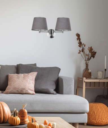 IBIS LAMPA KINKIET SATYNOWY 2X40W E14 ABAŻUR GRAFITOWY Candellux 22-27610