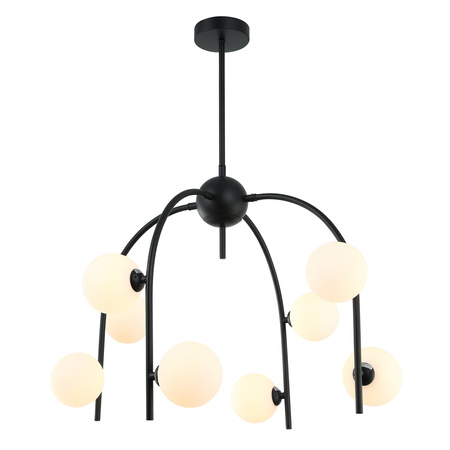 Lampa wisząca Celine ośmiopunktowa czarna z białymi kloszami Italux MDM-3800/8 BK+W