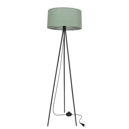 Lampa podłogowa z miętowym abażurem czarny trójnóg SHANTI 1xE27 Candellux Studio 51-38753