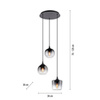Lampa wisząca czarna z trzema zwisającymi kloszami  ZEA 3xE14 Just Light 15424-18