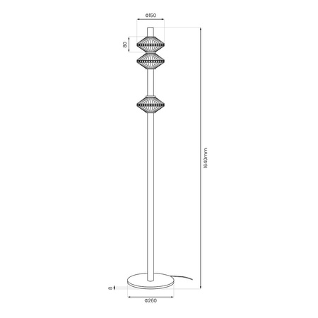 Czarna lampa podłogowa ryflowana tuba ze szklanymi kloszami Padre 19W LED Milagro ML2802