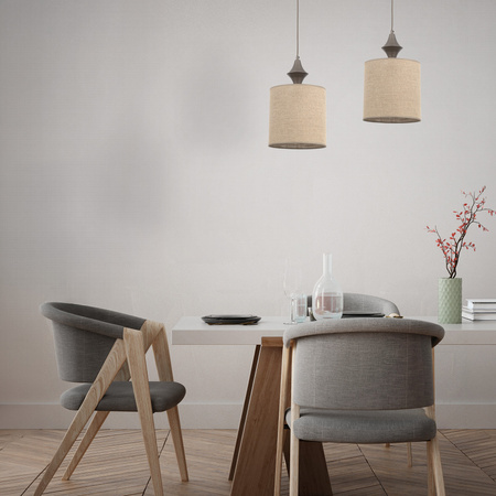 Lampa wisząca abażur o średnicy 25cm z ciemnego lnu AMURA NEW BROWN 1xE27 Tk Lighting 11438