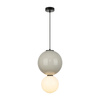 Lampa wisząca szara kula z ceramiki 25cm wraz ze szklanym białym kloszem LED 3000K Pieve Italux PND-95221-1L-GR