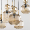 Duża lampa wisząca na prostokątnej podsufitce ze szklanymi koniakowymi kloszami SOPHIA COGNAC 8xE14 Tk Lighting 11045