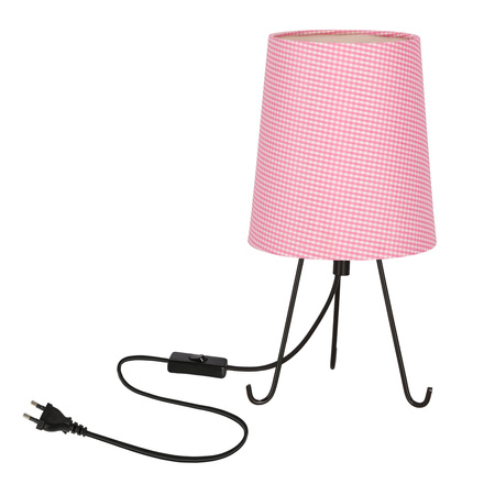 Smally lampa stołowa czarny 1x40 E14 abażur różowy Candellux 41-33147