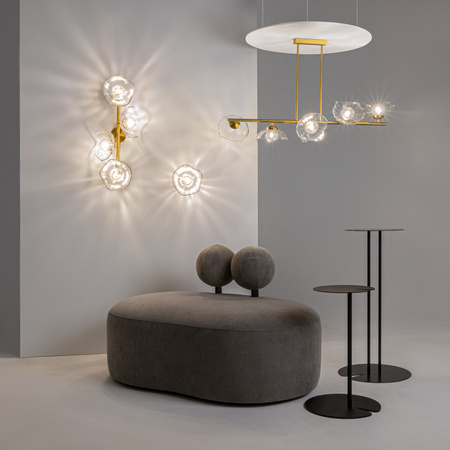 Szklany kinkiet ścienny glamour z metalową, mosieżną podstawą Miracle MOD207WL-01BS Maytoni