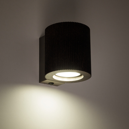 Kinkiet brązowy ryflowany jednokierunkowy EVE CORTE WOOD ORZECH 1xGU10 Tk Lighting 11780
