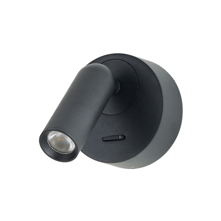 Okrągły czarny kinkiet LED z wbudowanym przełącznikiem LUGANO ROUND WALL BK 3000K AZZARDO AZ5628