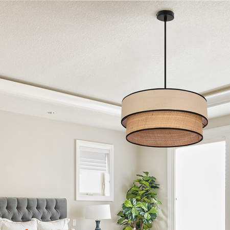 LORENZO lampa wisząca czarny 1x60W E27 abażur kremowy z czarną oblamówką Candellux 31-36988