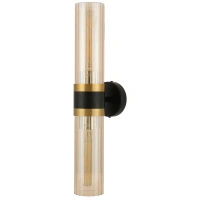 Czarny kinkiet Malika 2xE27 z kloszami miodowymi WL0123-2 Yaskr