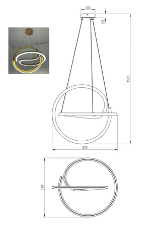 Lampa wisząca złoty wywijas o średnicy 52cm VELENNE LED 3000K Zuma Line P241249401E