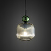 Lampa wisząca karbowane szkło z dekoracyjną kulą SOPHIA BIG GREEN COGNAC 1xE27 Tk Lighting 11372