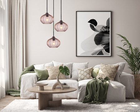 Lampa wisząca potrójna ze szklanymi brązowymi kloszami 3xE27 Pansol Italux PND-2940-3AS-BK-CF