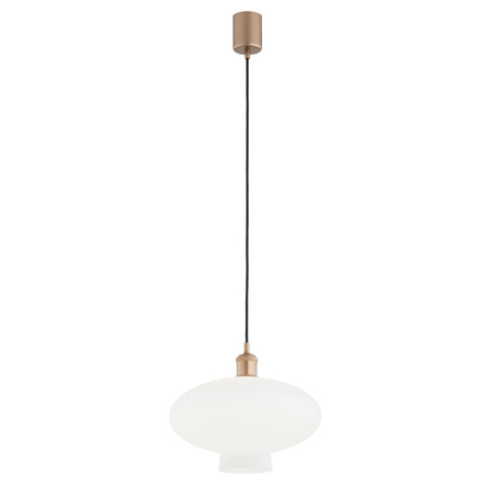 Lampa wisząca w kolorze miedzianym szklany opalowy klosz o średnicy 30cm TRESCO  Argon 8980