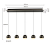 Lampa wisząca piątka prosta Biarritz czarny chrom Aviano Lighting 7047-605