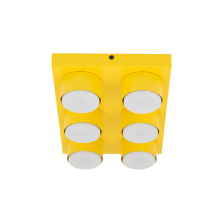 Prostokątny żólty plafon sufitowy sześciopunktowy BRIX YELLOW 6XGX53 Tk Lighting 11291