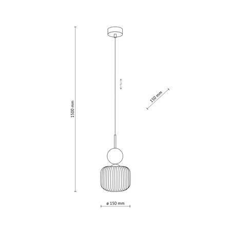 Lampa wisząca pojedyńcza z ryflowanym koniakowym kloszem i zieloną kulą SOPHIA GREEN COGNAC 1xE14 Tk Lighting 11144