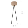 Lampa podłogowa czarna na trójnogu z beżowym abażurem DURO Just Light 1xE27 14894-39
