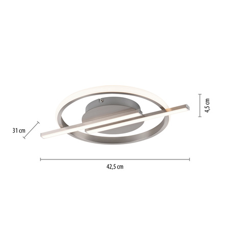 Lampa sufitowa srebrna – geometryczny okrąg z linią świetlną KORSA LED 3000K z funkcją ściemniania SimplyDim Just Light 14130-55