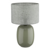 Lampka stołowa szklana w kolorze oliwkowym z lnianym abażurem 1xE27 MELODY OLIVE Tk Lighting 16183