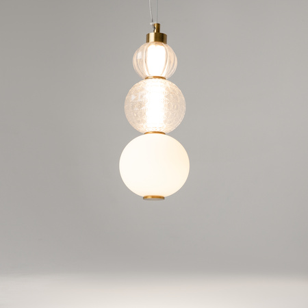 Złota lampa wisząca szklane transparentne kule LED 3000K Collar P069PL-L16G3K Maytoni