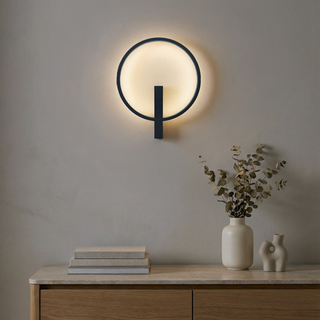 Okrągły czarny kinkiet LED podświetlający ściane ARTE WALL 25W CCT BK AZZARDO AZ7009