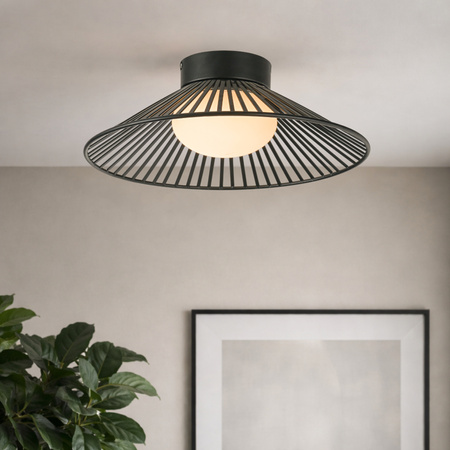Czarna okrągła druciana lampa sufitowa ze szklanym wewnętrznym kloszem SONTE 40 cm 1xGX53 Candellux Studio 31-50946