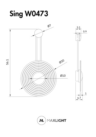 Kinkiet wiszący szklane ryflowane koło LED 3000K Maxlight W0473 Sing