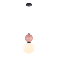 Lampa wisząca różowa kula z białym kloszem o średnicy 18cm 1xE27 Mastal Italux PND-36603-1M-BK-PK