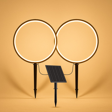 Lampa solarna dwa ringi wbijane w ziemie z panelem solarnym Rings 2x1,5W 2x25lm 3000K Eko-Light EKO2360