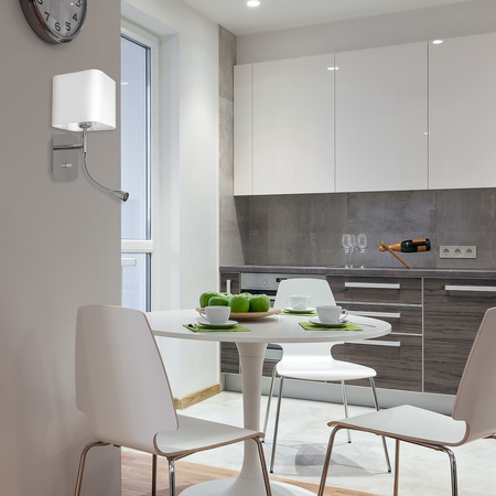 Kinkiet Napoli z dodatkowym giętkim ramieniem 1xE27 + 1W LED Biały / Chrome Milagro ML63600