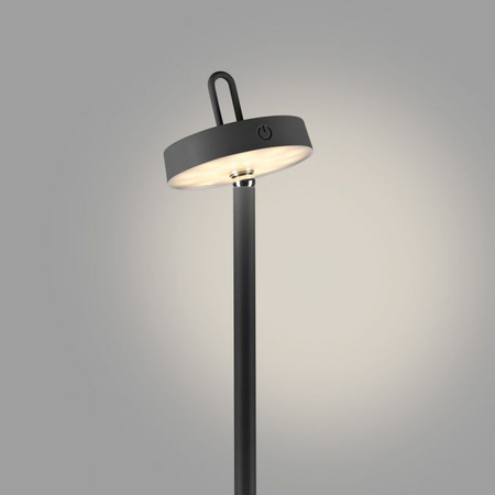 Czarna lampa podłogowa akumulatorowa ładowana na USB także na zewnątrz IP44 AMAG Just Light 19311-18
