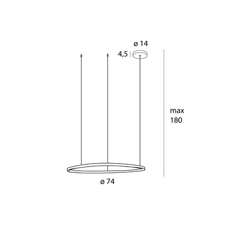 Lampa wisząca zniekształcony okrąg 74cm Maxlight P0662D Cayenne 80cm