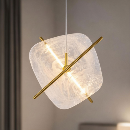 Lampa wisząca mosiężna z płaskim szklanym kloszem i rurkami LED RELAX 15W LED 3000K Candellux Studio 31-50823