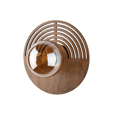 Okrągły ozdobny kinkiet drewniany 25cm ze szklanym kloszem LUNAR WOOD 1xG9 Tk Lighting 11013