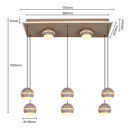 Lampa wisząca ósemka prostokątna Biarritz kaszmirowa Aviano Lighting 7047-913