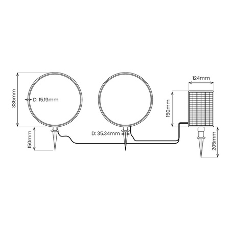 Lampa solarna dwa ringi wbijane w ziemie z panelem solarnym Rings 2x1,5W 2x25lm 3000K Eko-Light EKO2360