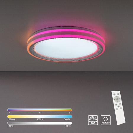 Lampa sufitowa plafon z obramówką RGB sterowany pilotem SPHERIC Just Light 15154-16