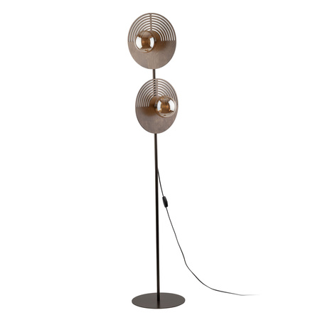 Lampa podłogowa okrągłe elementy drewna i szklane klosze 2xG9 LUNAR WOOD Tk Lighting 16135