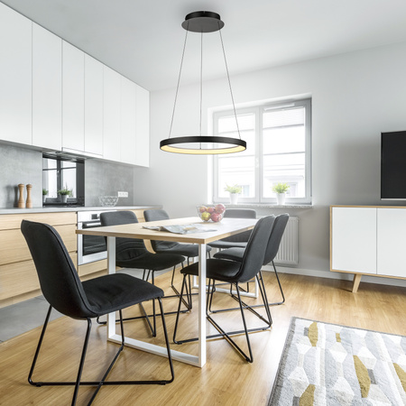 Lampa wisząca czarny okrąg 57cm LED 3000K z wbudowanym ściemniaczem HOOP Paul Neuhaus 2851-18