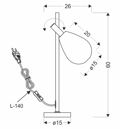Lampka stołowa czarna z dymionym ruchomym szklanym kloszem DENSO 26 1xG9 Candellux Studio 41-51257