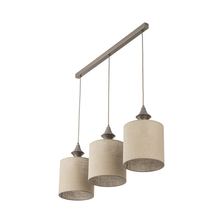 Lampa wisząca listwa trzy abażury z ciemnego lnu AMURA NEW BROWN 3xE27 Tk Lighting 11440