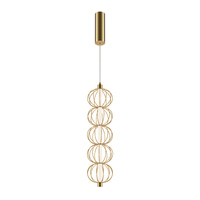 Złota pojedyńcza lampa wisząca LED 3000K z kulistych metalowych obręczy Golden Cage MOD216PL-L10G3K Maytoni