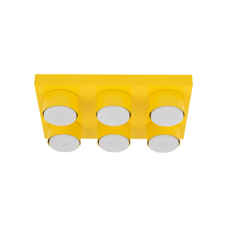 Prostokątny żólty plafon sufitowy sześciopunktowy BRIX YELLOW 6XGX53 Tk Lighting 11291