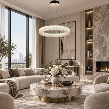 Lampa wisząca Deluxe złoty okrąg kryształowy 70cm 35W LED Milagro ML2780