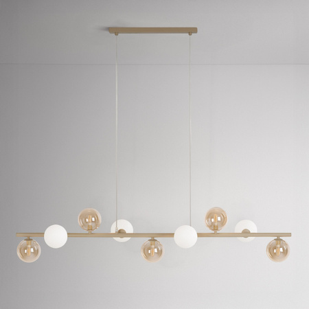 Beżowa lampa wisząca na 9 źródeł światła LEMO Kaja Lighting K-5848